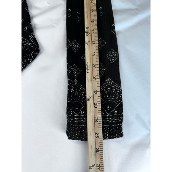 Lucky Brand Top Womens S Black Geometric Tie V-Neck Viscose Boho Peasant Blouse - Picture 15 of 16